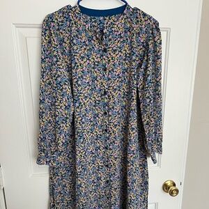 Blue floral printed cherry georgette long shirt